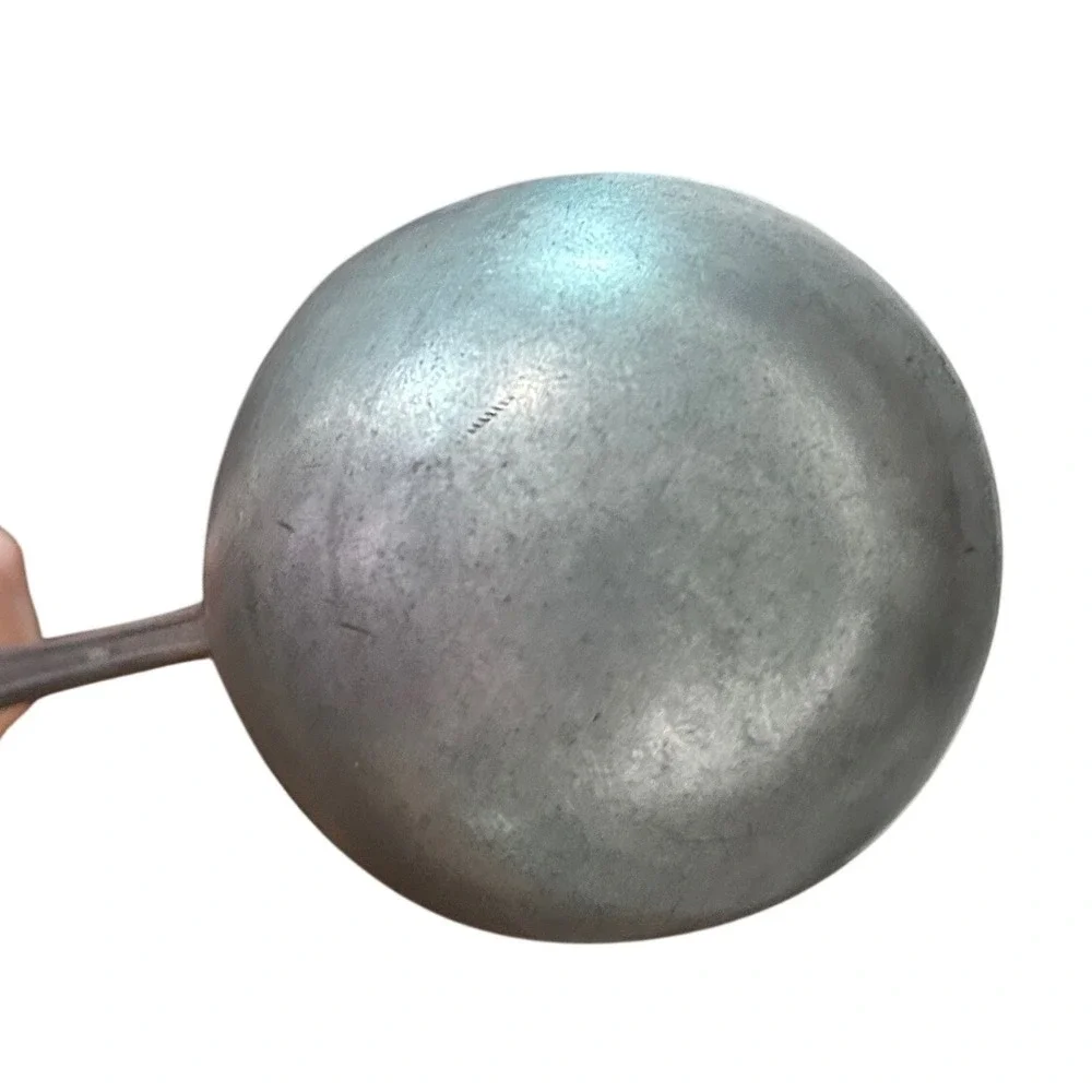 Vintage Aluminum Small Ladle Sauce Spoon Ornate Border Handle Matte Silver Tone